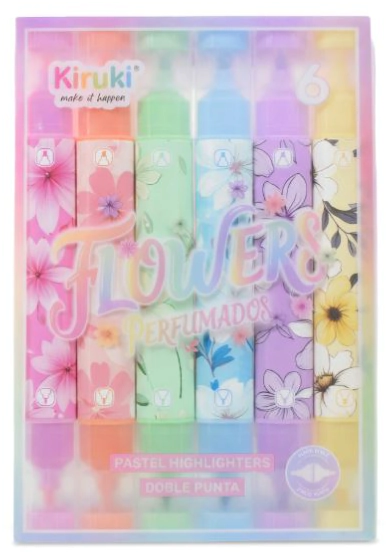 RESALTADOR KIRUKI PERFUMADOS FLOWERS PASTEL x 6u D/P
