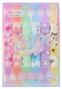 RESALTADOR KIRUKI PERFUMADOS FLOWERS PASTEL x 6u D/P