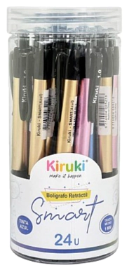 BOLIGRAFO KIRUKI SMART x 24u NEGRO