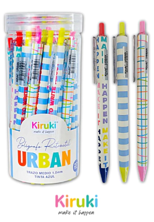 BOLIGRAFO KIRUKI NEW URBAN 1mm x 24u AZUL