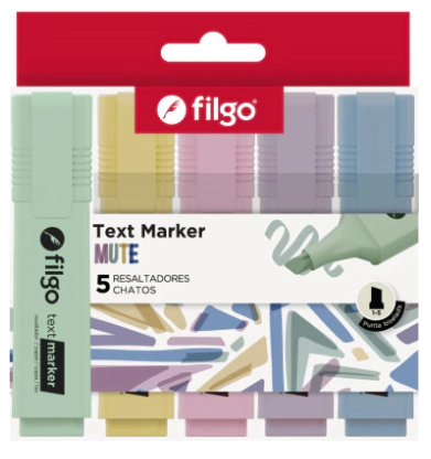 RESALTADOR FILGO TEXT MARKER MUTE x 5u