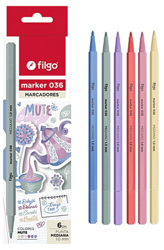 MARCADOR FILGO MARKER 036 / ESTUCHE x 6u MUTE