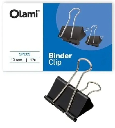 BINDER CLIP OLAMI 19mm NEGRO x 12u