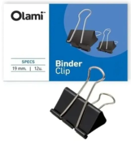 BINDER CLIP OLAMI 19mm NEGRO x 12u