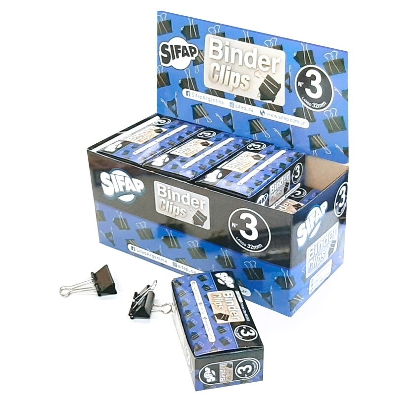 SUPER CLIPS SIFAP NEGRO 3 32mm x 12u