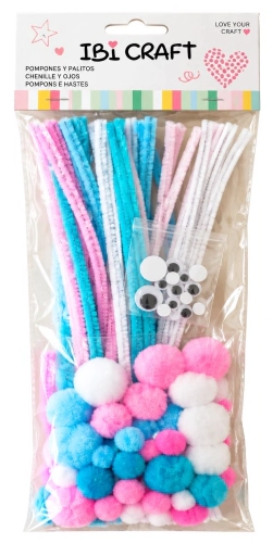 IBI CRAFT SET DIDACTICO (LIMPIA PIPAS-POMPON-OJOS) 82 pcs