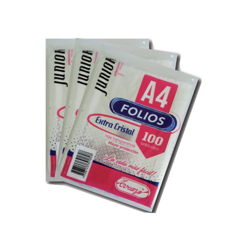 FOLIOS TRAZO A4 JUNIOR 35 MICRONES STANDAR x 100u
