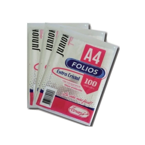 FOLIOS TRAZO A4 JUNIOR 35 MICRONES STANDAR x 100u