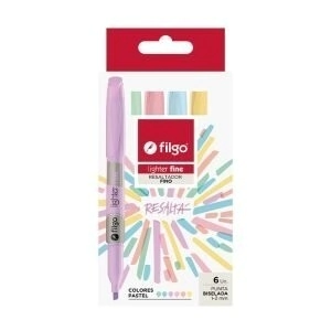 RESALTADOR FILGO LIGHTER FINE PASTEL ESTUCHE x 6u SURT