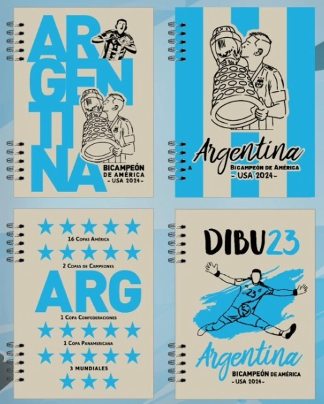 CUADERNO PAPERLAND A5 ECOLOGICO x 80hjs COPA AMERICA LISO