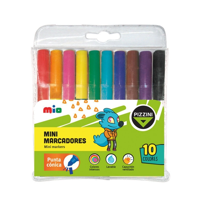 MARCADOR PIZZINI MINI PUNTA CONICA x 10u