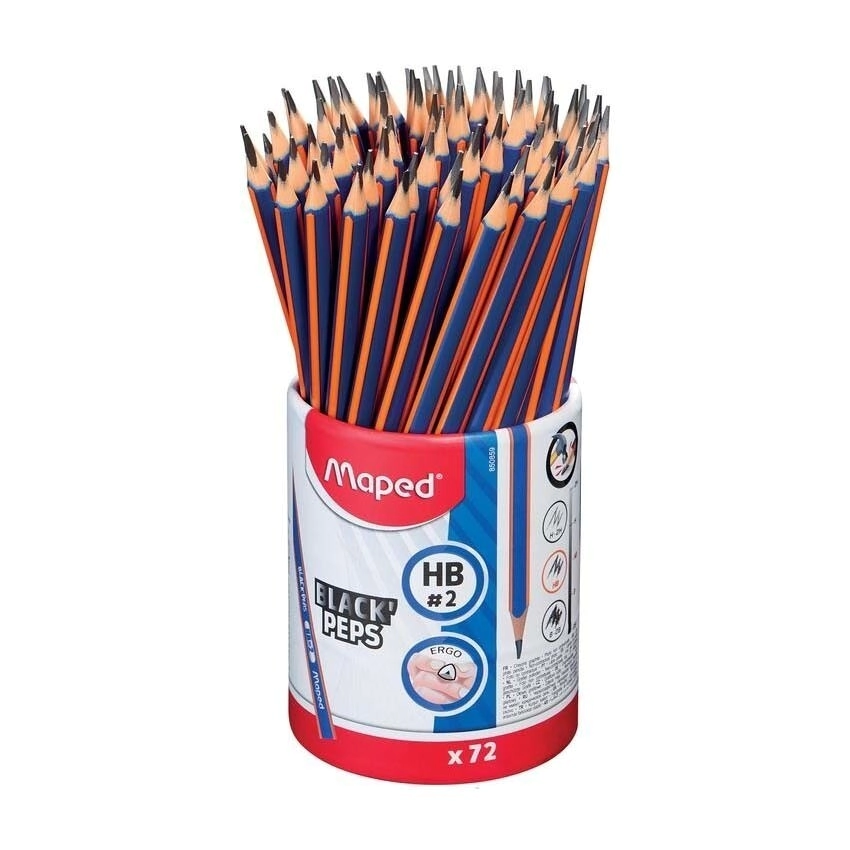 LAPIZ GRAFITO MAPED PLASTICO HB POTE x 72u