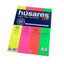PAPEL HUSARES A4 FLUO x 20hjs