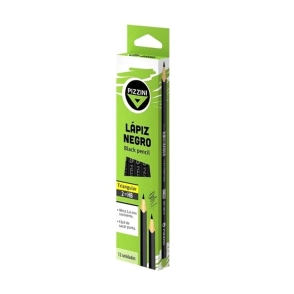 LAPIZ GRAFITO PIZZINI HB NEGROS TRIANGULAR x 12u