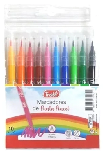 MARCADOR TRABI PINCEL CLASICOS x 10u SURT