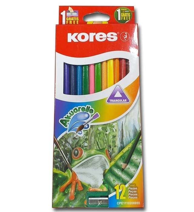 LAPICES COLOR KORES AKUARELLE 3mm x 12u + PINCEL + SACAP.