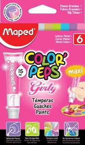 TEMPERA MAPED POMO x 15ml x 6u GIRLY METAL