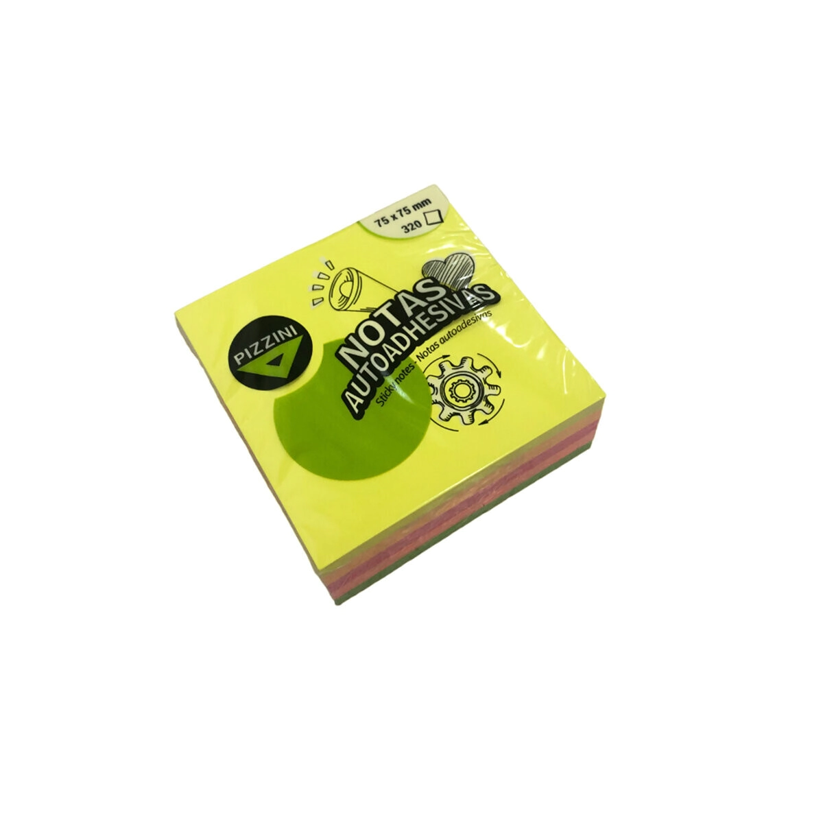 MEMO PIZZINI FLUO 4 COLORES 75 x 75mm x 320hjs