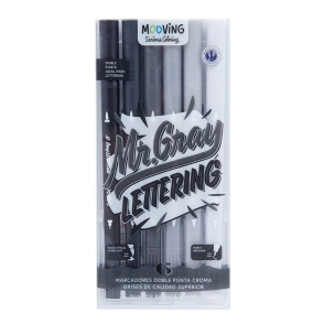 MARCADOR MOOVING DOBLE PUNTA CROMA GRISES x 6u