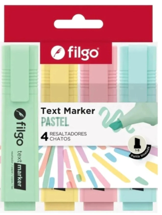 RESALTADOR FILGO TEXT MARKER PASTEL x 4u SURT