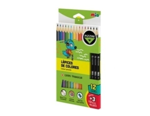 LAPICES COLOR PIZZINI TRIANGULAR x 12u + 3 GRAFITO