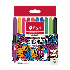 MARCADOR FILGO 040 PERMANENTE FINO x 10u SURT