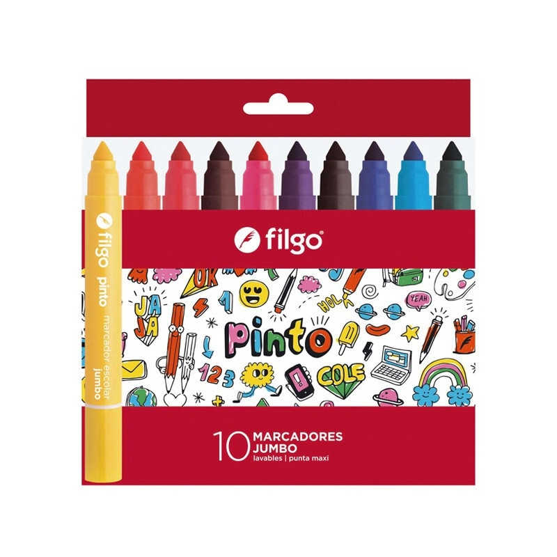MARCADOR FILGO JUMBO AL AGUA x 10u SURT