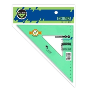 ESCUADRA PIZZINI 45* x 25cm VERDE TRANSPARENTE