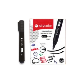 MARCADOR SKYCOLOR P-126 PERMANETE REDONDA NEGRO