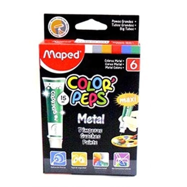 TEMPERA MAPED POMO x 15ml x 6u SURTIDA METAL