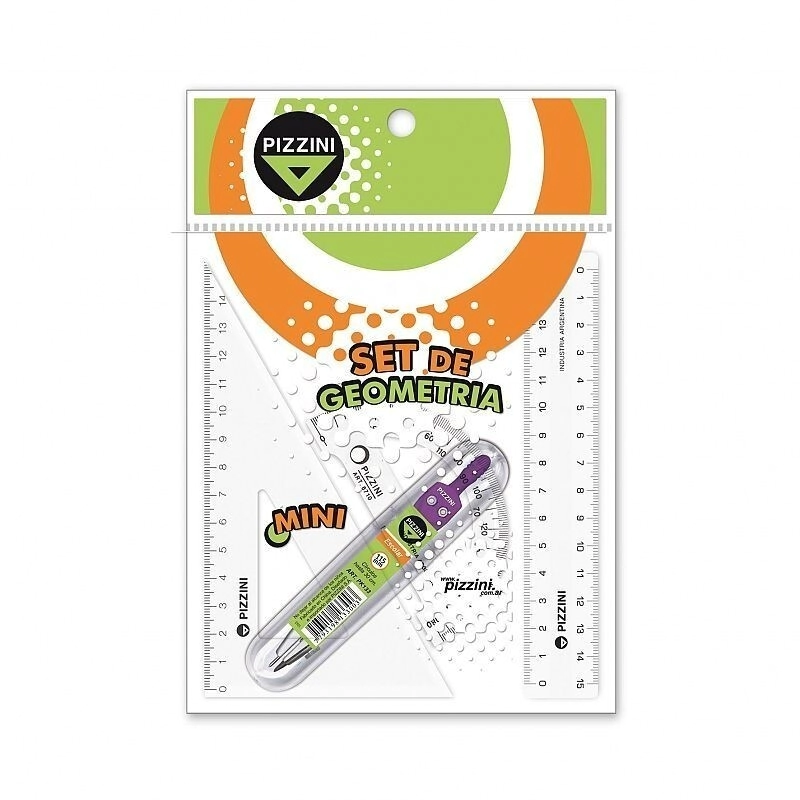 SET GEOMETRICO PIZZINI 4 PIEZAS C/COMPAS 20cm