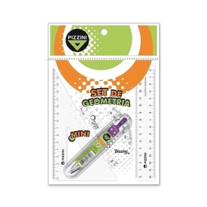 SET GEOMETRICO PIZZINI 4 PIEZAS C/COMPAS 20cm