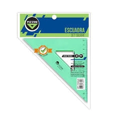 ESCUADRA PIZZINI 45* x 20cm VERDE TRANSPARENTE