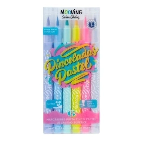 MARCADOR MOOVING PUNTA PINCEL PASTEL x 6u