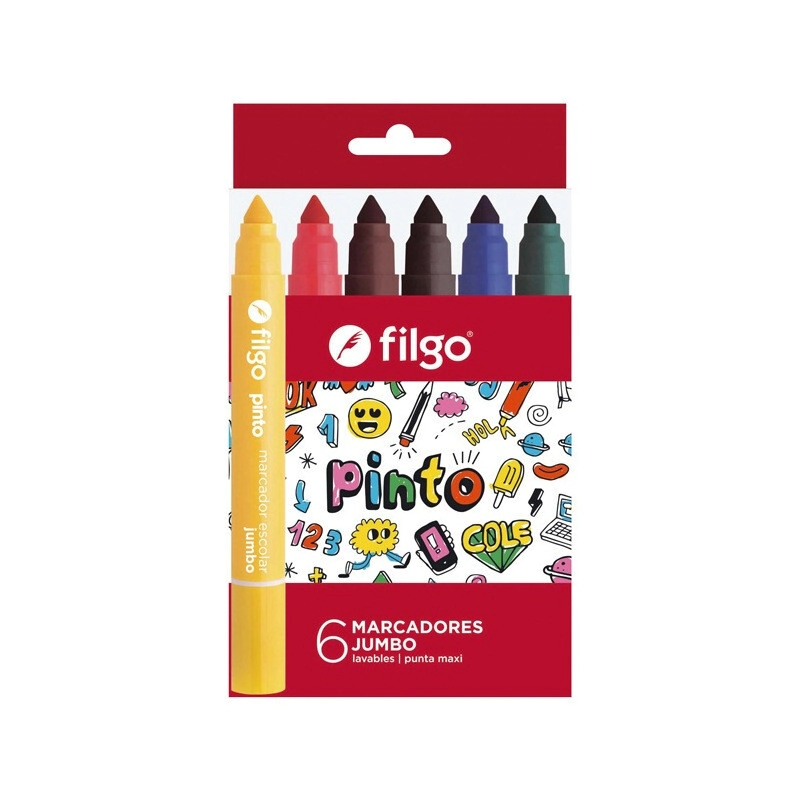 MARCADOR FILGO JUMBO AL AGUA x 6u SURT