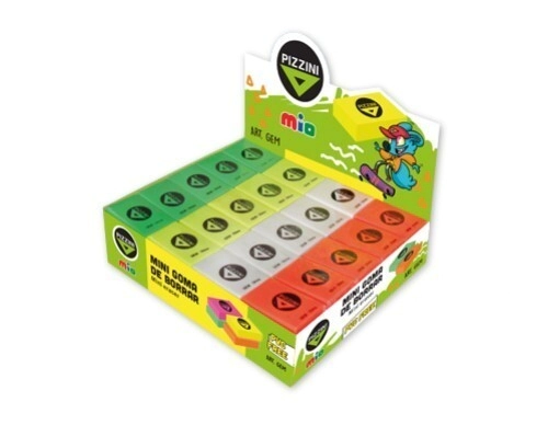GOMAS PIZZINI ESCOLAR MINI FLUO GEM x 60u