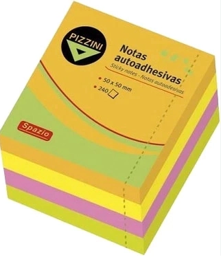 MEMO PIZZINI FLUO 4 COLORES 50 x 50mm x 240hjs