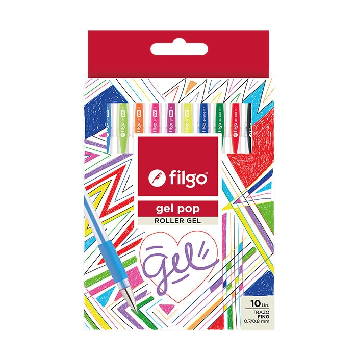 BOLIGRAFO FILGO GEL POP x 10u SURT