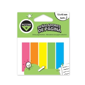 BANDERITAS PIZZINI 5 COLORES FLUO. 5 BLOCK DE 25hjs