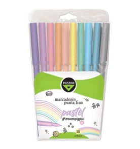 MARCADOR PIZZINI PUNTA FINA PASTEL x 10u