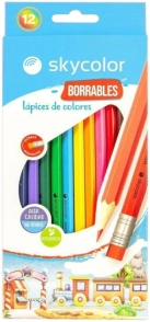LAPICES COLOR SKYCOLOR BORRABLES X 12u