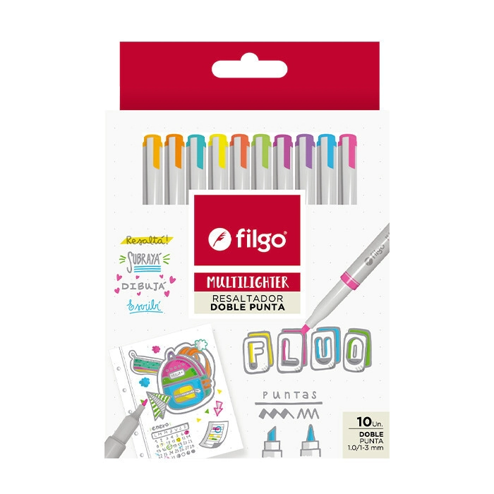 RESALTADOR FILGO MULTILIGHTER FLUO D/P x 10u SURT.
