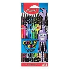 LAPICES COLOR MAPED DECORADOS MONSTER x 12L