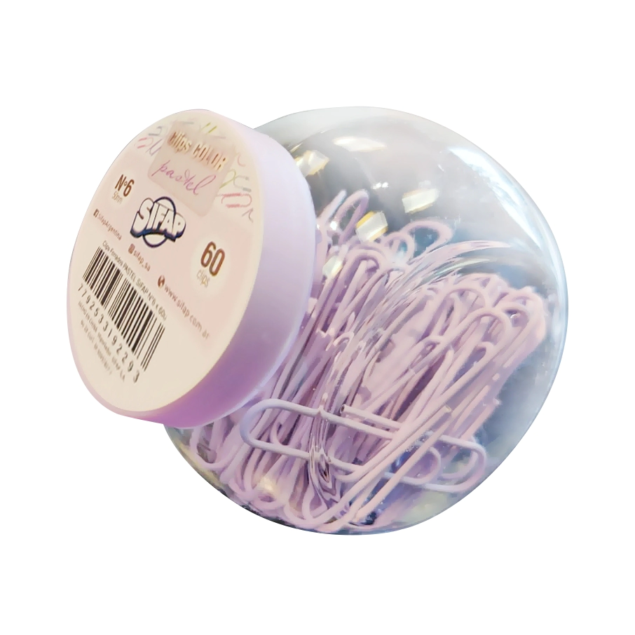 CLIPS SIFAP PASTEL FORRADO N�6 x 60u FRASCO