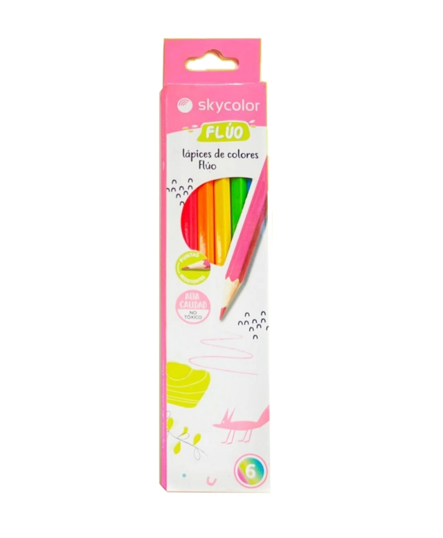 LAPICES COLOR SKYCOLOR FLUO LARGOS X 6u