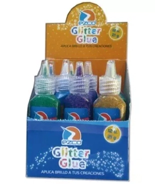 ADHESIVO EZCO GLITTER x 21grs SURTIDO x 12u