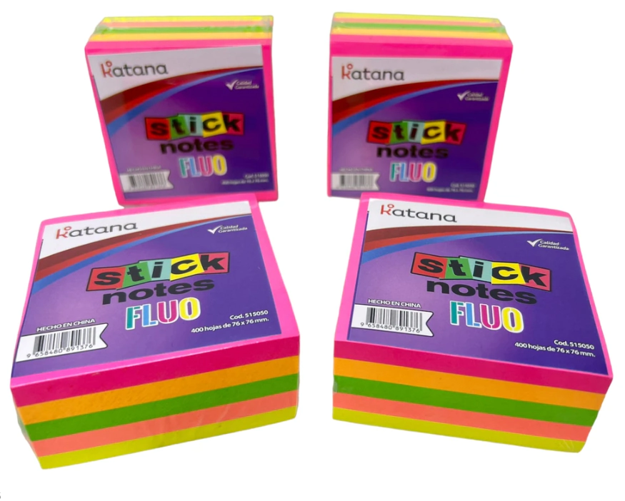 MEMO KATANA FLUO 76 x 76mm x 400hjs SURTIDO