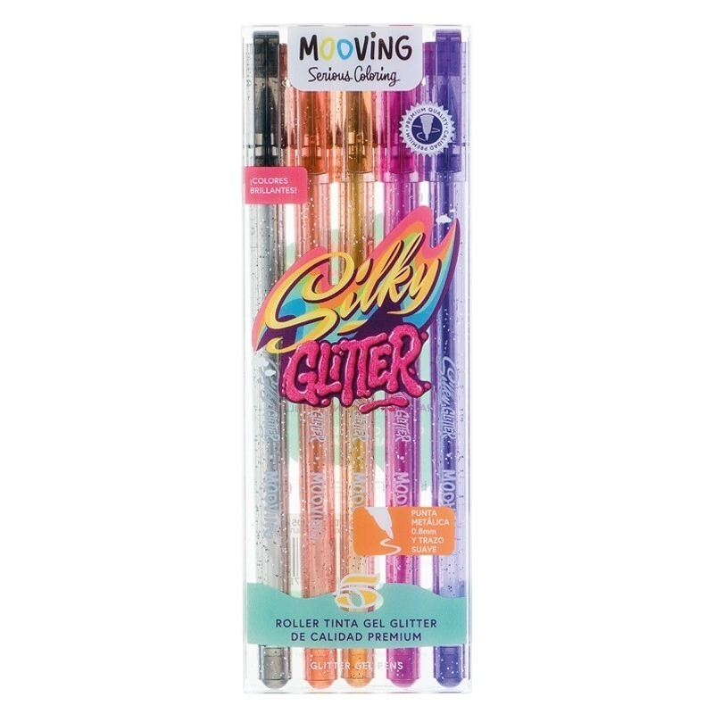 BOLIGRAFO MOOVING ROLLER TINTA GEL GLITTER x 5u