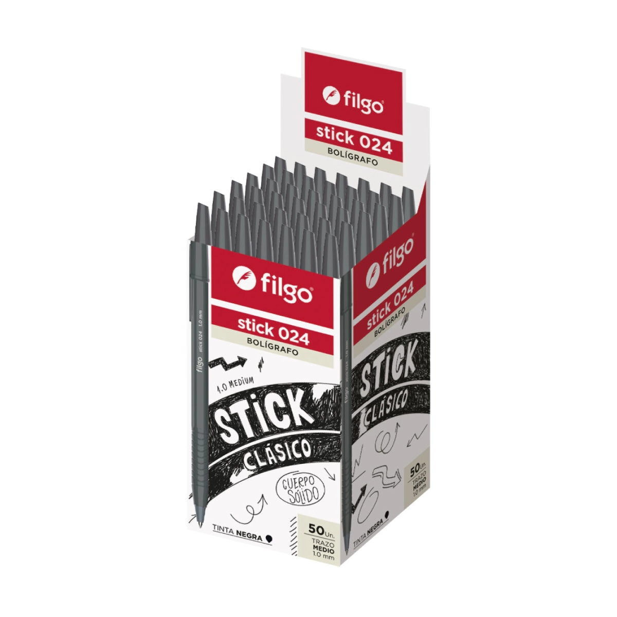 BOLIGRAFO FILGO STICK 024 1mm x 50u NEGRO