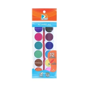 ACUARELA EZCO x 12 COLORES BOLSA PVC